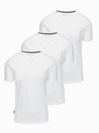 Set of shirts with V neckline and elastane and subtle logo 3-pack - 3x white V2 Z100
