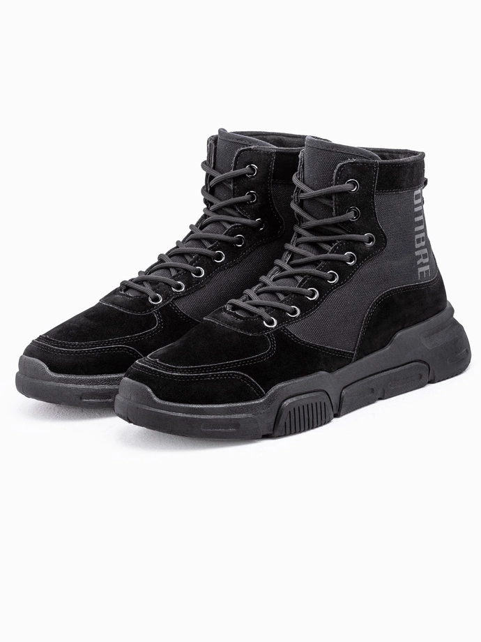 Men's ankle sneaker boots with sculpted sole - black V1 OM-FOBO-0122