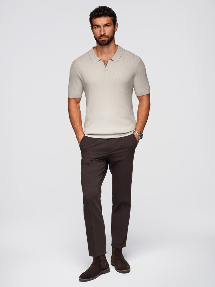 Tricou polo bărbătesc fără nasturi - albastru marin V3 OM-POSS-0110