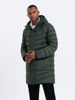 Men's winter quilted parka jacket - dark olive green V1 OM-JALJ-0100