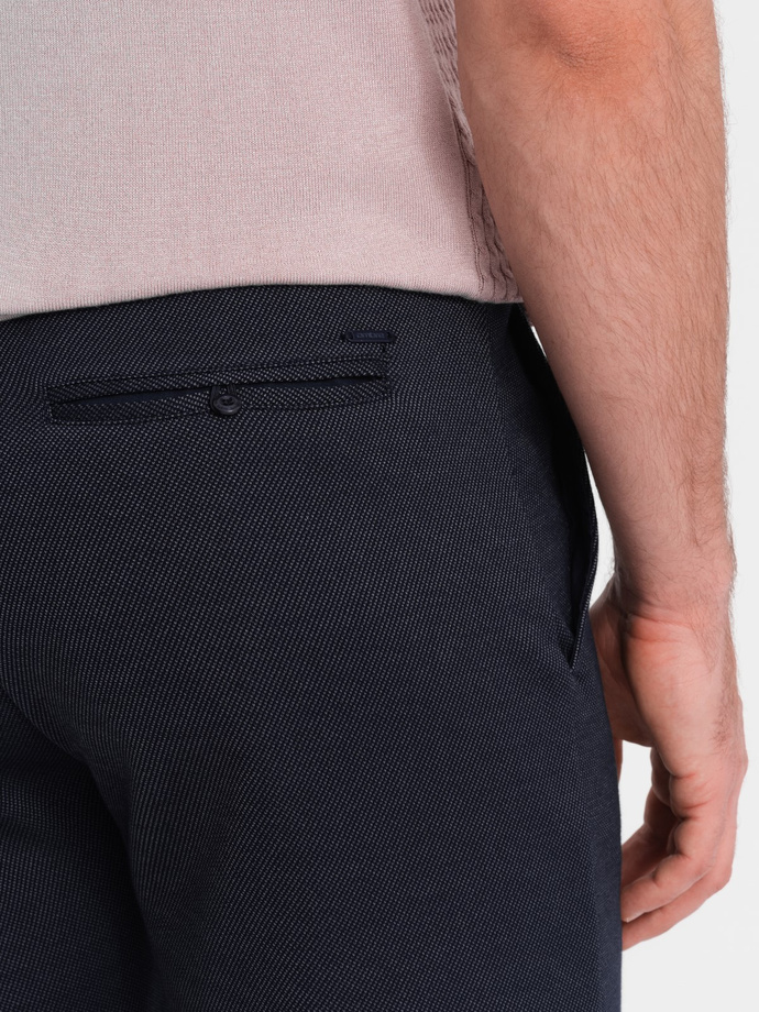 Pánske štruktúrované pletené šortky s chino vreckami - tmavomodré V1 OM-SRCS-0128