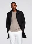 Fitted structured men's high collar coat - black V1 OM-COWC-0136