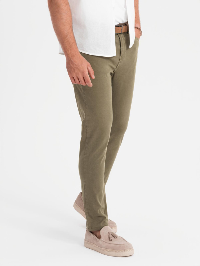 Men's tailored chino pants - olive V3 OM-PACP-0151
