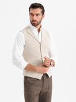 Costum bărbătesc fără revere - caramel V1 OM-BLZV-0112