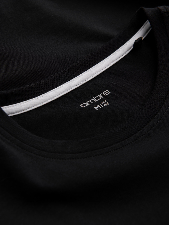 Bărbați semnătură elastan longsleeve cu decolteu rotund - negru V3 OM-LSCL-0102