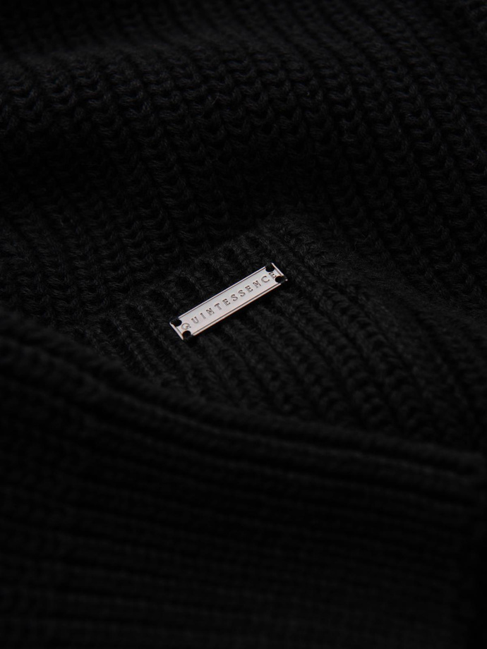 Pulover cardigan din bumbac pentru bărbați cu guler șal - negru V4 OM-SWCD-0153