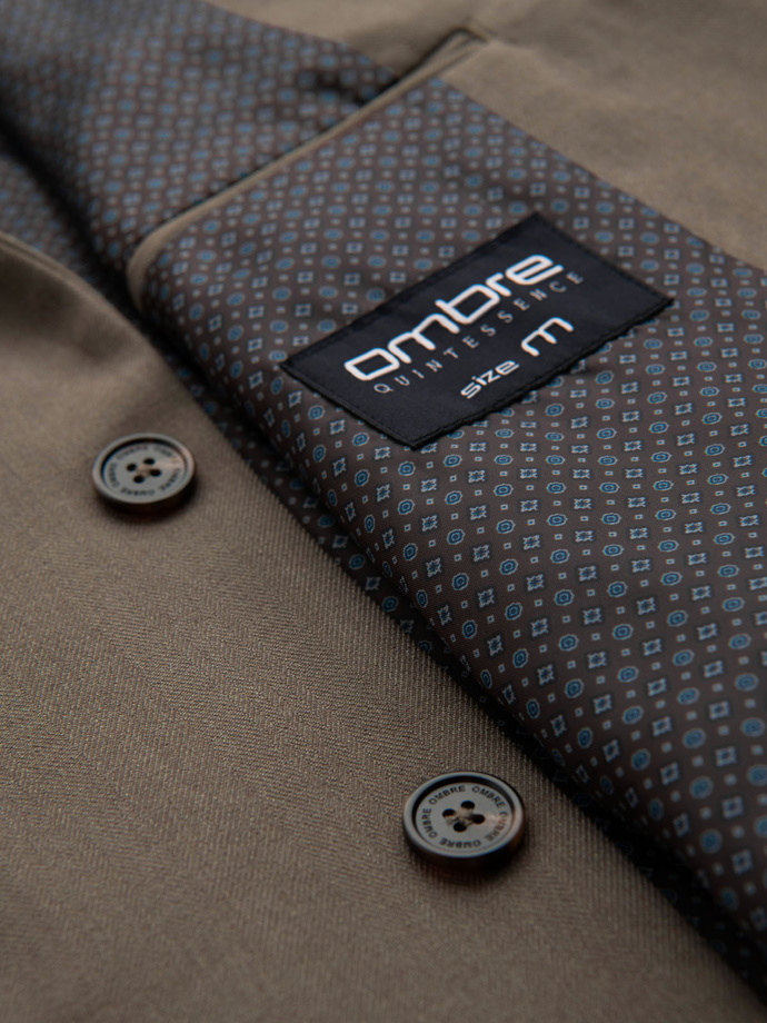 Men's elegant SLIM FIT jacket with rayon - olive V5 OM-BLZB-0135 