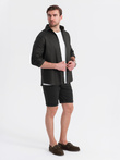 Men's knit shorts with rolled up legs - black V2 OM-SRCS-0170