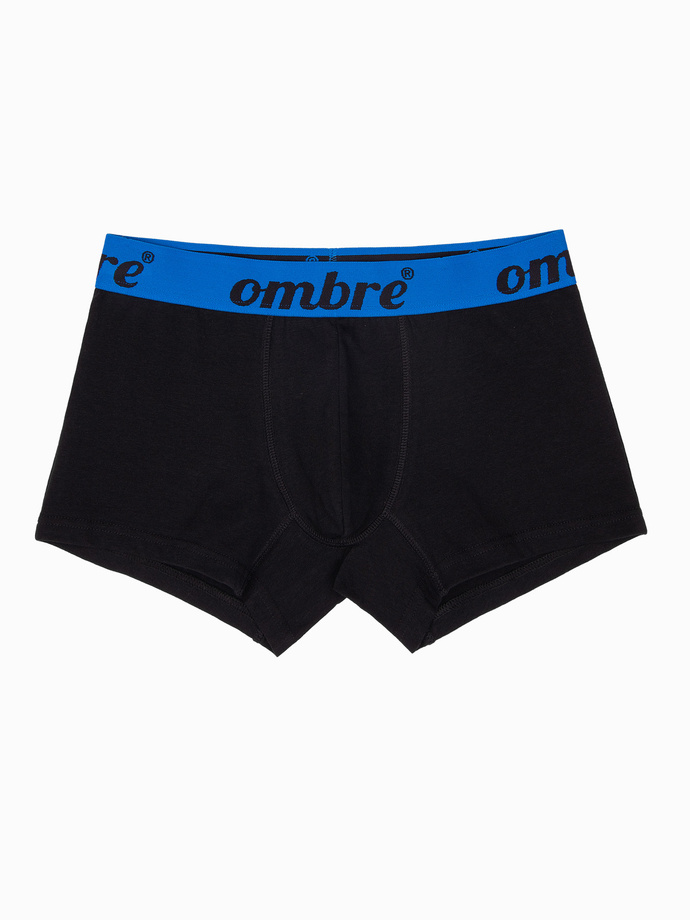 Pánske kontrastné bavlnené boxerky - 7-pack čierne V1 OM-UNBO-0100