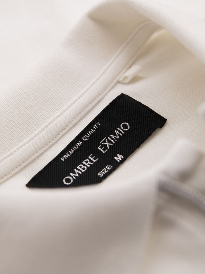 Pánská polokošile s výstřihem na zip - bílá V1 OM-POSS-0148