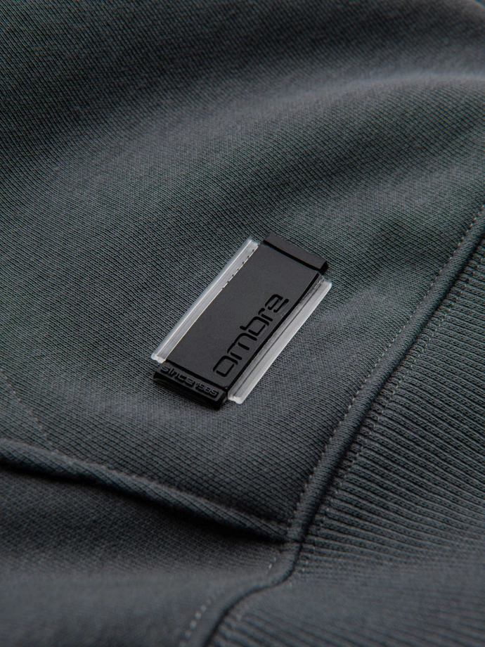 Pánská bavlněná mikina BASIC s rozepínáním - grafitová V11 OM-SSBZ-0160