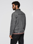 Jachetă bărbătească din denim katana cu washem - grafit V5 OM-JADJ-0219