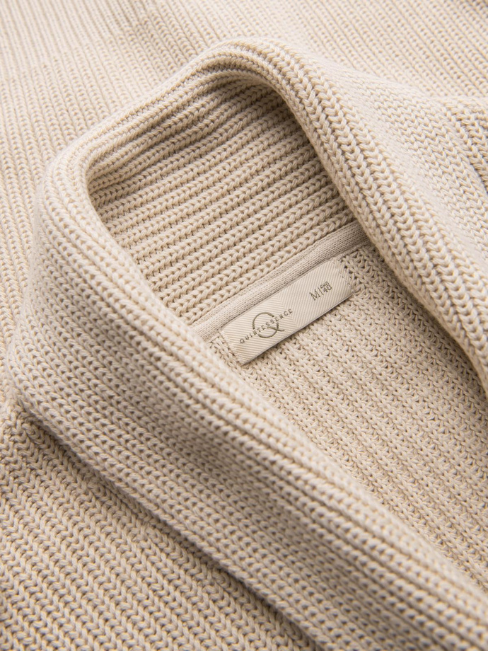 Pánsky bavlnený sveter so šálovým golierom - béžový V2 OM-SWCD-0153