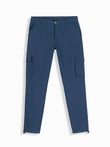 Pantaloni cargo STRAIGHT LEG pentru bărbați cu broșă triunghiulară pentru buzunare - albastru închis V4 OM-PACG-0196