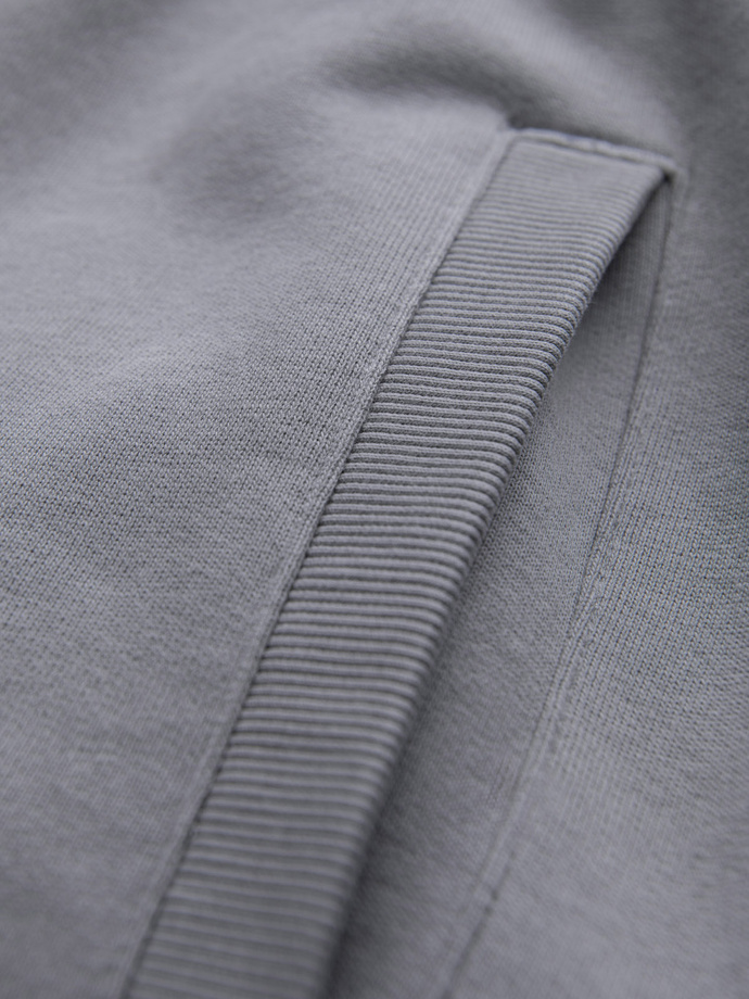 Pantaloni scurți tricotați pentru bărbați cu cordon în talie și buzunare - gri V8 OM-SRBS-0139