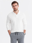 Mâneci lungi pentru bărbați cu guler polo - alb V1 OM-POBL-0114