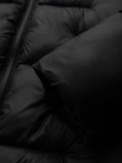 Men's quilted puffer jacket with hood - black V1 OM-JAHP-0235
