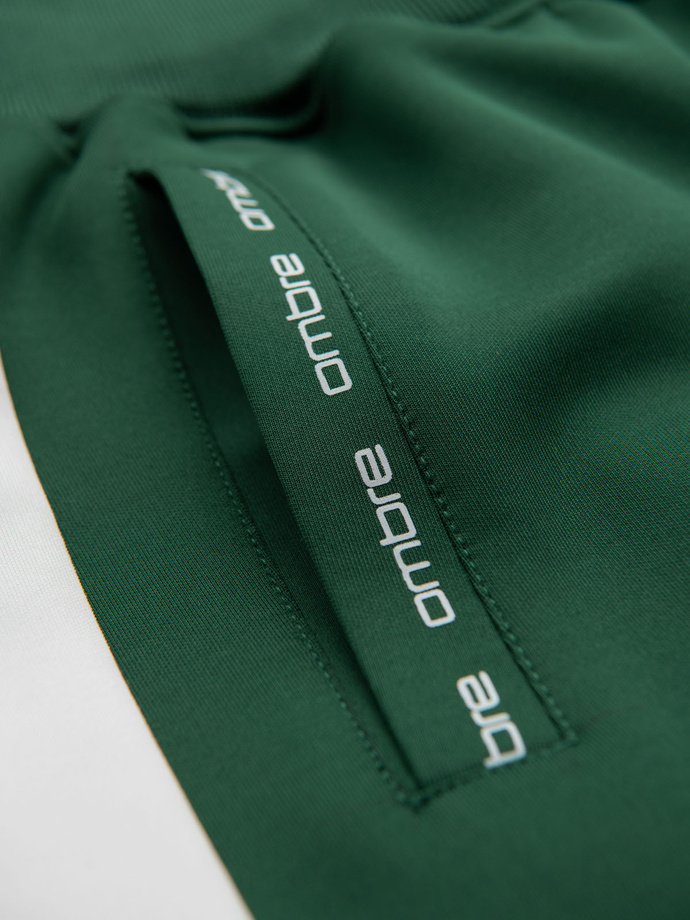 Men's sweatpants joggers with contrasting stripes - dark green V7 OM-PASK-0229