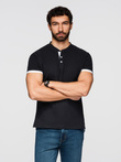 Tricou polo fără guler pentru bărbați - negru V8 OM-TSCT-0156