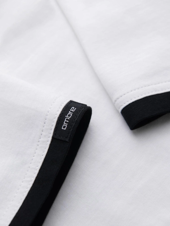 Men's hooded cotton t-shirt - white V1 OM-TSCT-0256