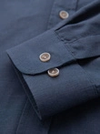 Men's linen shirt with classic collar and pockets REGULAR FIT - blue V4 OM-SHCS-0134