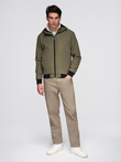 Men's lightweight jacket with hood and mesh lining - olive V2 C640