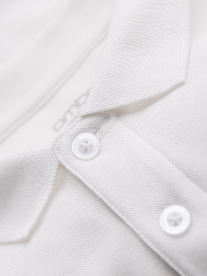 BASIC men's longsleeve with polo collar - white V1 OM-POBL-0114
