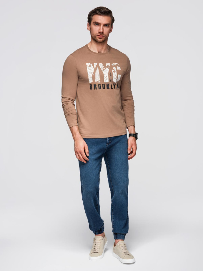 Pantaloni JOGGERS bărbătești din denim cu evazare clasică - albastru V2 OM-PADJ-0265