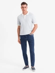 Klasikiniai vyriški SLIM FIT džinsai su elastanu - tamsiai mėlyni V3 OM-PADP-0216
