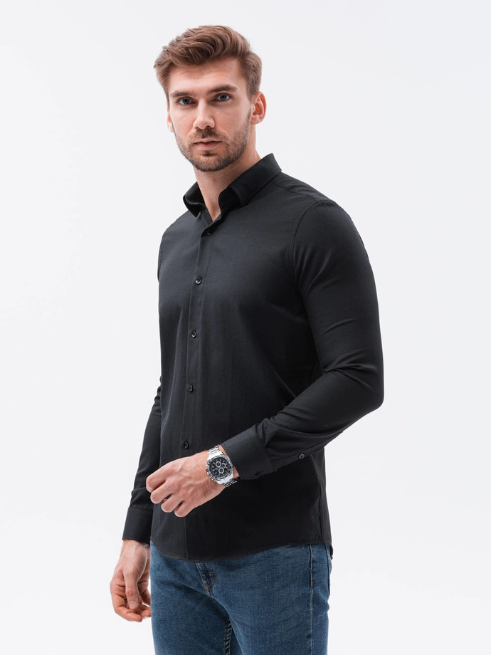 Men's elegant shirt with long sleeves - black K592