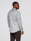 Vyriški SLIM FIT marškiniai iš dekoratyvinio audinio - pilki V2 OM-SHCS-0175
