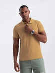Men's BASIC single-color pique knit polo shirt - mustard V8 OM-POBS-0100