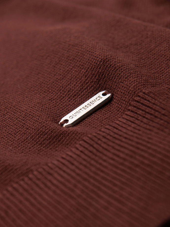 Pánský svetr s kulatým výstřihem z elastického úpletu v klasické vazbě - bordó V4 OM-SWSW-0183