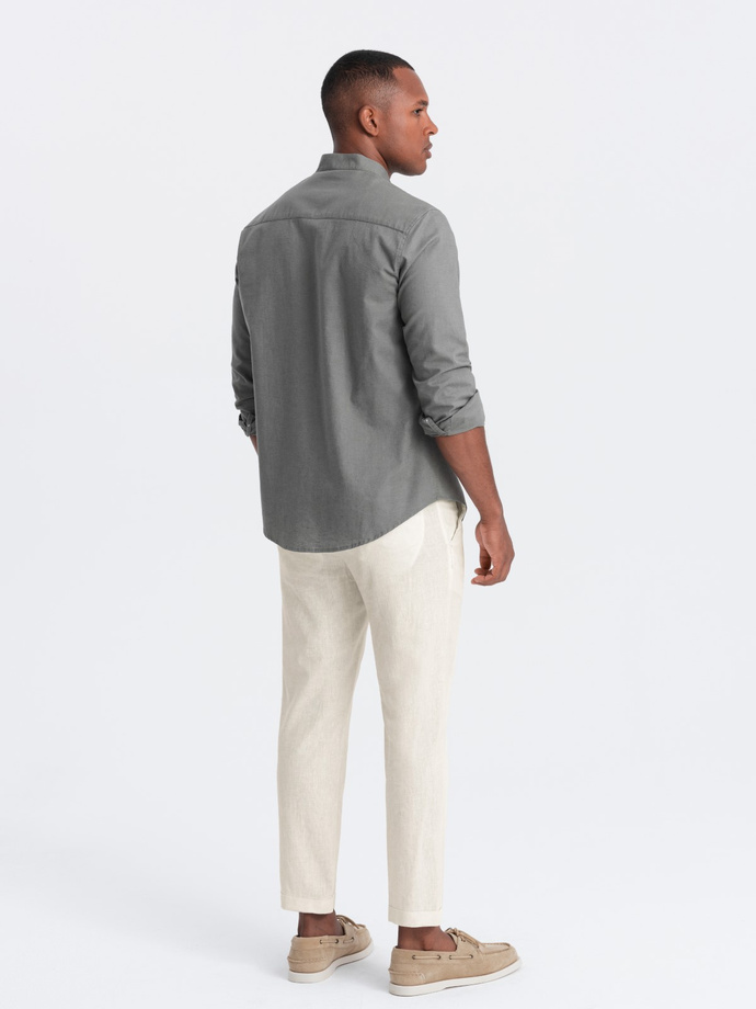 Vyriškos lininio mišinio chino kelnės - kreminės V2 OM-PACP-0198