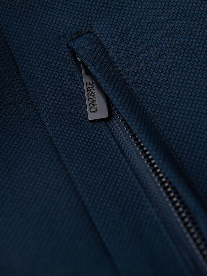 Men's tailored structured coat with high collar - navy blue V2 OM-COWC-0136