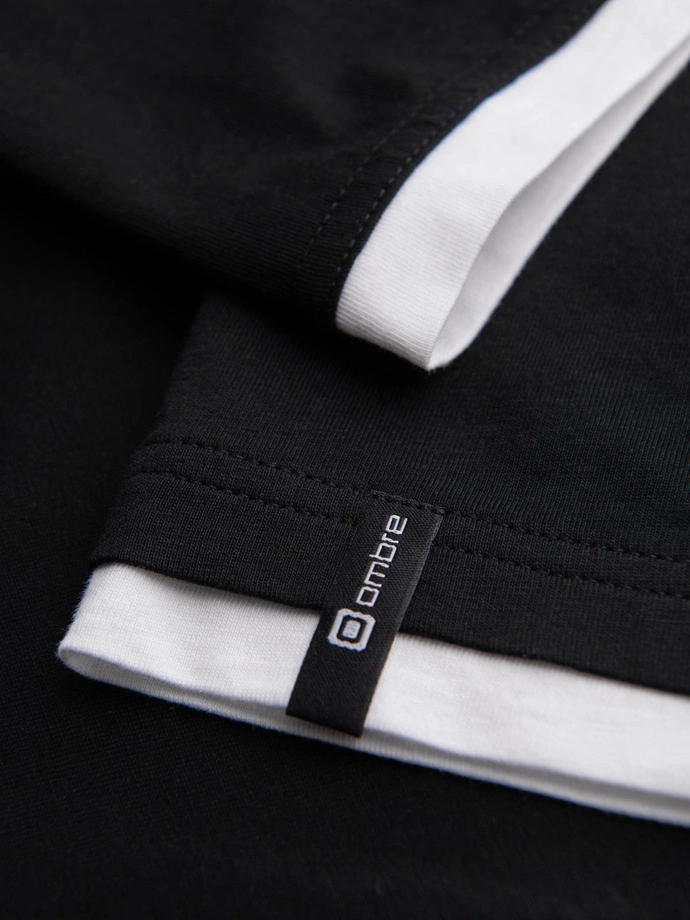 Pánské bavlněné tričko s kapucí - černé V9 OM-TSCT-0256