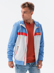 Men's hooded windbreaker jacket - blue V2 C438