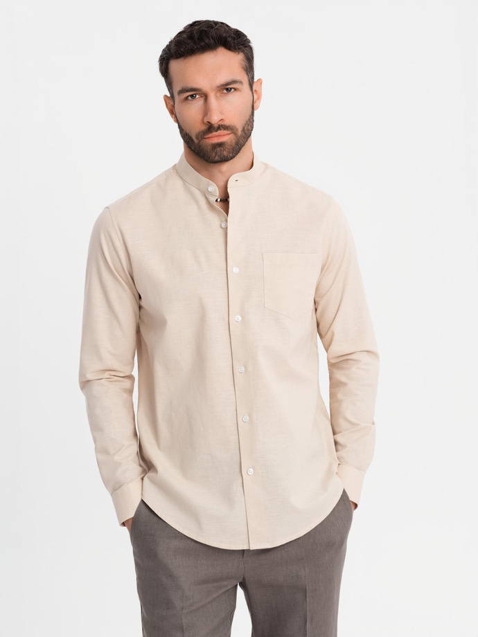 Blazer bărbătesc cu croială REGULAR cu in - crem V1 OM-BLZB-0128