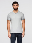 Men's T-shirt with contrasting inserts and crew neckline - light grey V4 OM-TSCT-0198
