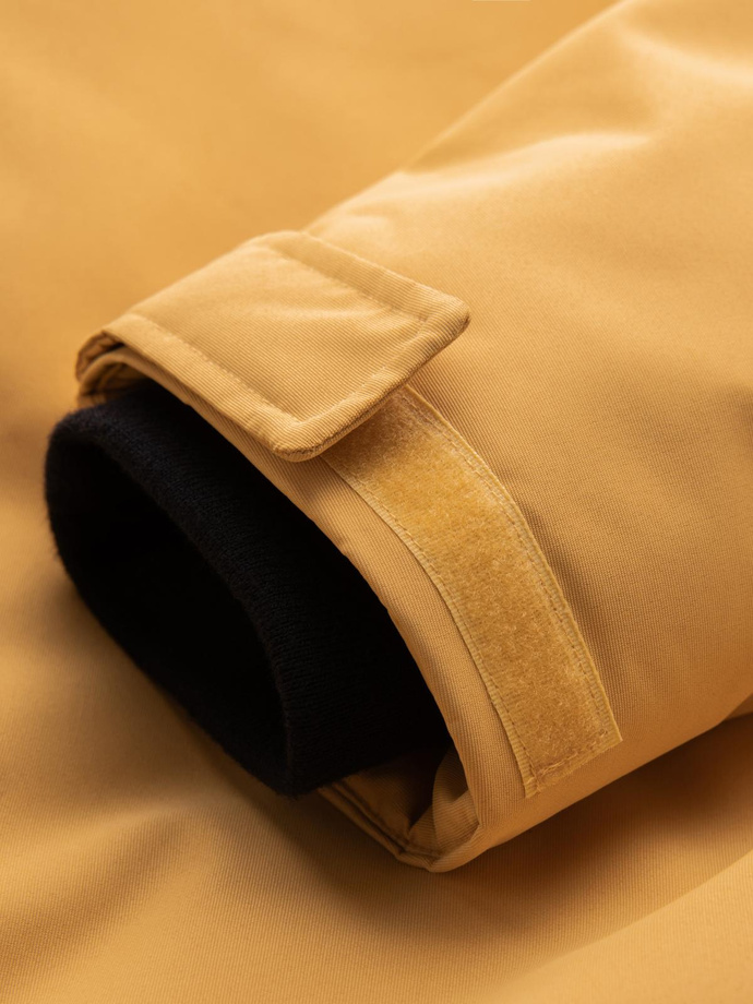 Pánska dlhá zateplená bunda s reflexnými prvkami - žltá V2 OM-JALJ-0169