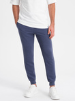 Men's ottoman fabric sweatpants - dark blue V2 OM-PASK-0129