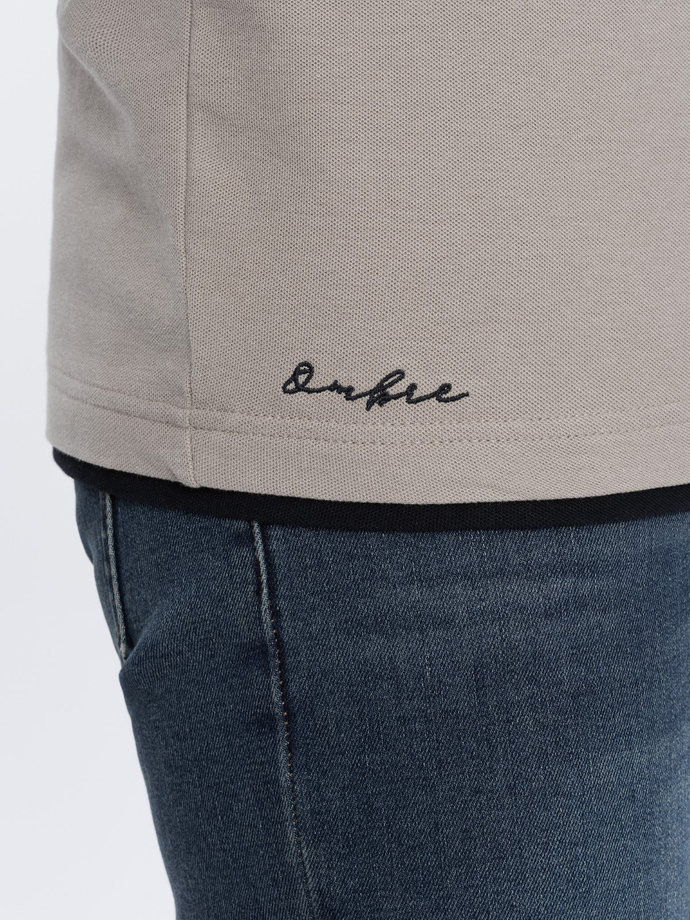 Bluza polo simpla barbati - maro deschis S1382