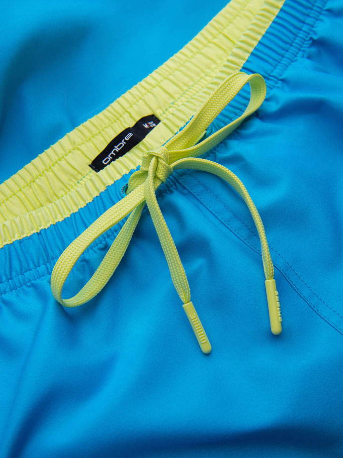 Pánske dvojfarebné rebrované plavecké šortky - modré V6 OM-SRBS-0141