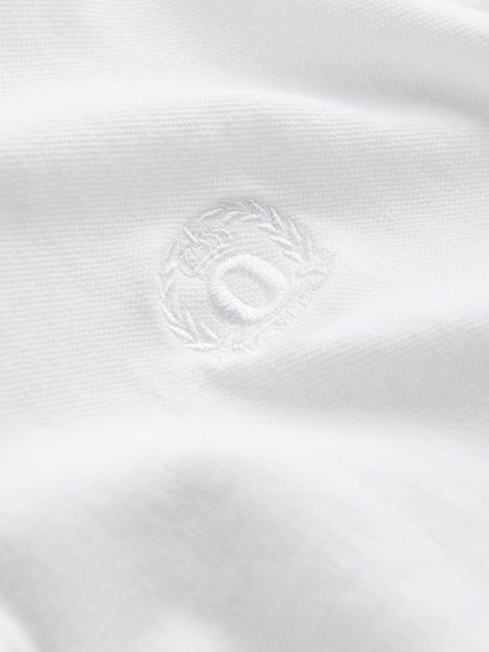 Tricou polo bărbătesc din tricot piqué - alb V4 S1374