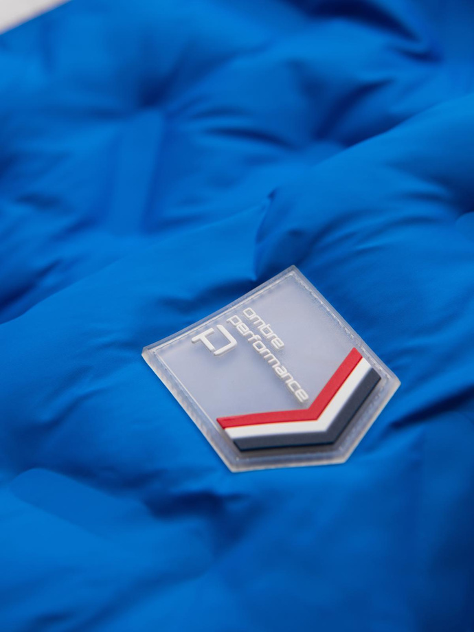 Vyriška dygsniuota striukė su nuimamu gobtuvu - mėlyna ir raudona V1 OM-JALP-0206