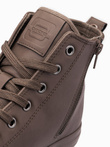 Men's high-top sneakers with decorative toe - brown V4 OM-FOTH-0157