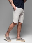 Vyriški SLIM FIT trumpi šortai iš melanžinio struktūrizuoto trikotažo - šviesiai pilki V5 OM-SRCS-0166
