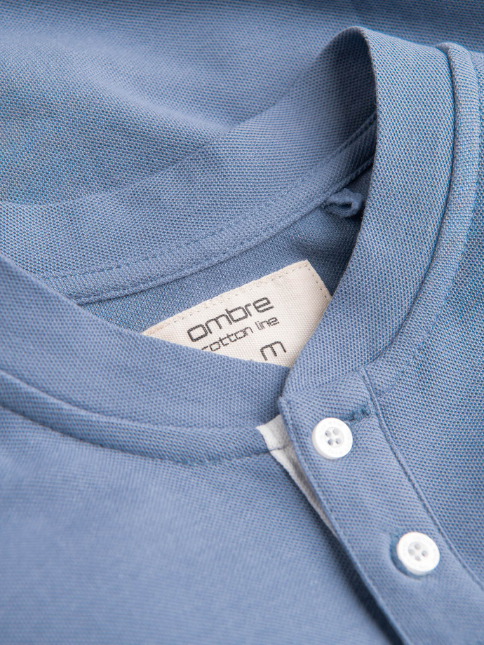 Tricou polo fără guler pentru bărbați - albastru V3 OM-TSCT-0156