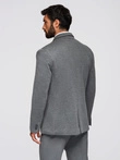 Men's knitted jacket with a fitted cut - graphite V1 OM-BLZB-0100