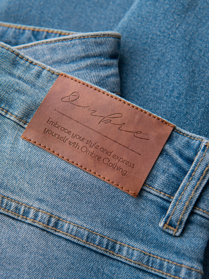 Pantaloni bărbătești SLIM FIT din denim cu frecare - albastru deschis V1 OM-PADP-0255